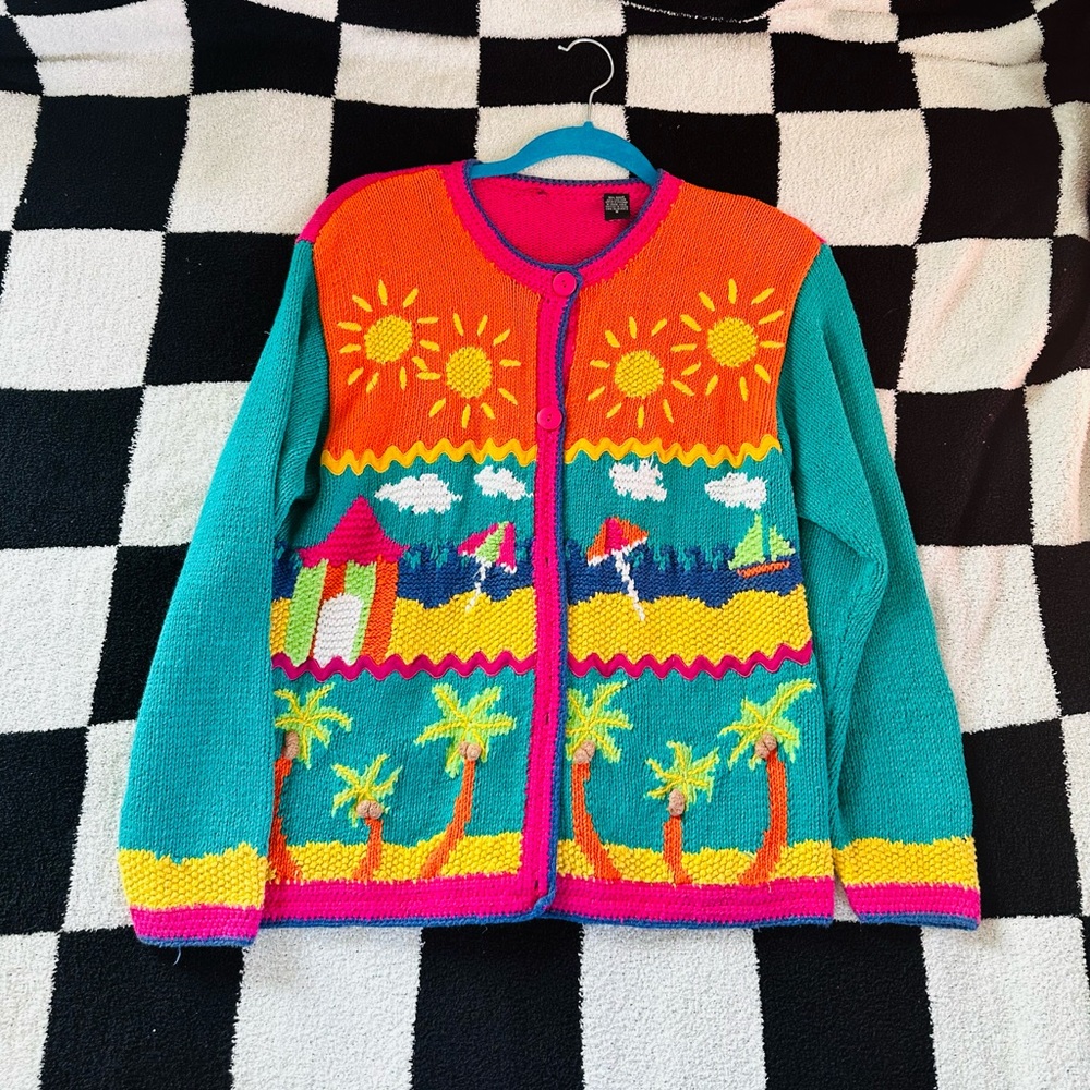 Vintage Colorblock Beach Cardigan